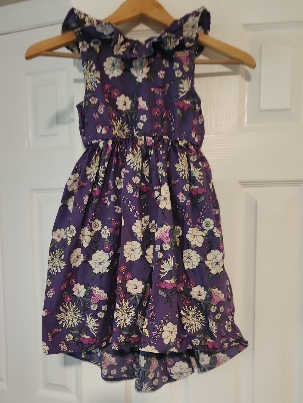 Tea Collection Purple Floral Ruffle-Trim Girls' Dress